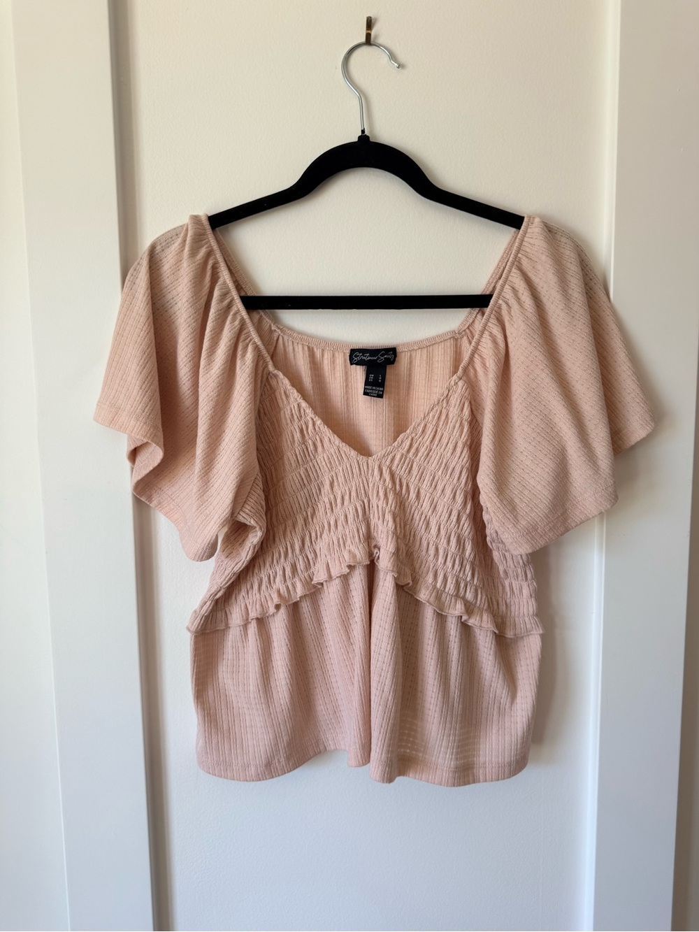 Streetwear Society Pink Cropped Peplum Top